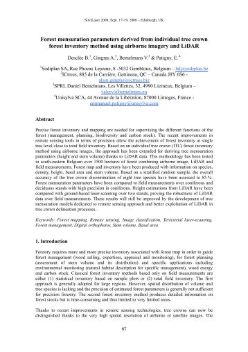 Forest mensuration parameters derived from individual tree crown ...