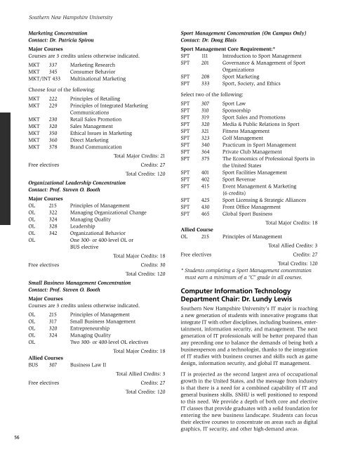 Undergraduate Catalog 2010-2011 - SNHU Academic Archive ...