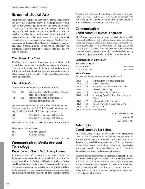 Undergraduate Catalog 2010-2011 - SNHU Academic Archive ...