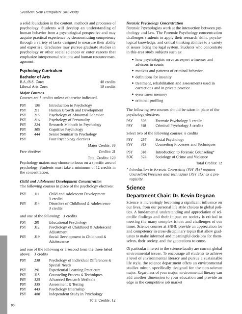 Undergraduate Catalog 2010-2011 - SNHU Academic Archive ...