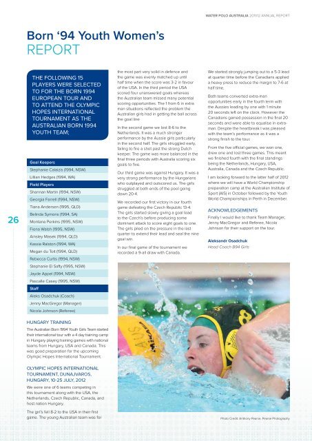 2011-12 Annual Report - Australian Water Polo Inc