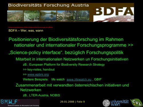 Plattform BiodiversitÃ¤ts Forschung Austria (BDFA)