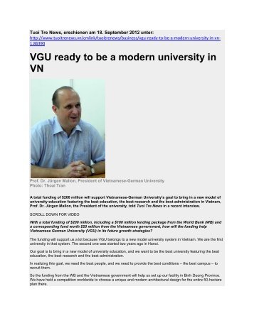 VGU ready to be a modern university in VN - Vietnamese-German ...