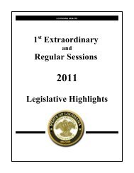 1 Extraordinary Regular Sessions Legislative Highlights - State Senate