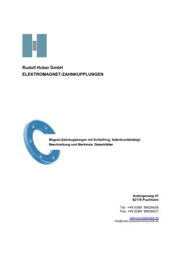 Rudolf Huber GmbH ELEKTROMAGNET-ZAHNKUPPLUNGEN