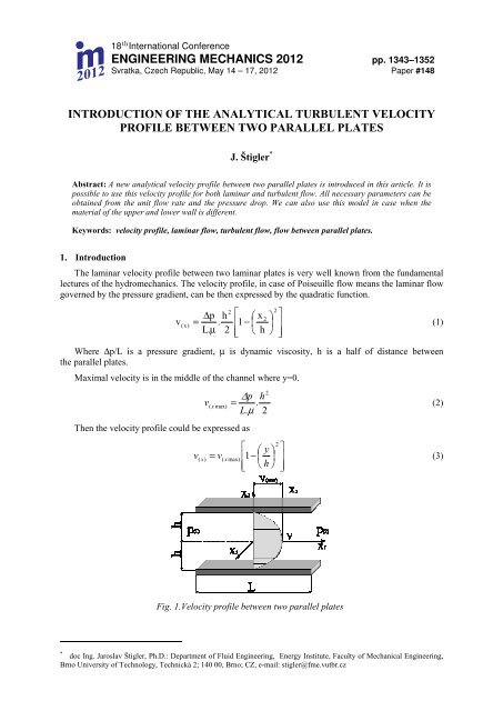 introduction of the analytical turbulent velocity profile between two ...