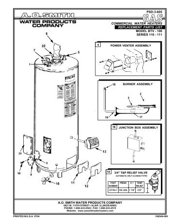 Replacement Parts List - AO Smith Water Heaters