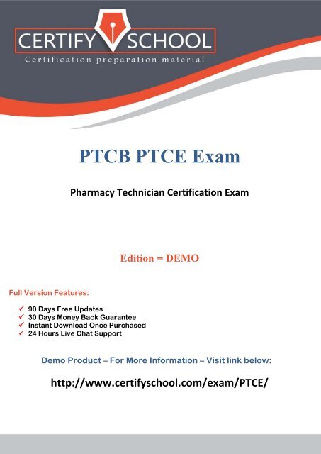 PTCB PTCE CertifySchool Exam Actual Questions (PDF)