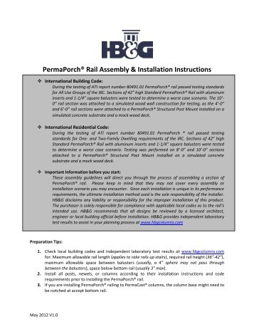 PermaPorch Railing Installation Instructions - HB&G Columns