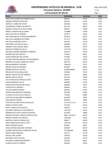 LOCALIZAÃÃO DE SALAS - Universidade CatÃ³lica de BrasÃ­lia