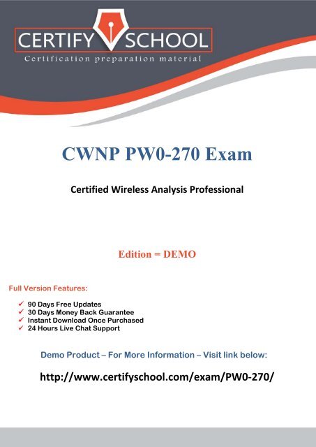 CWNP PW0-270 CertifySchool Exam Actual Questions (PDF)