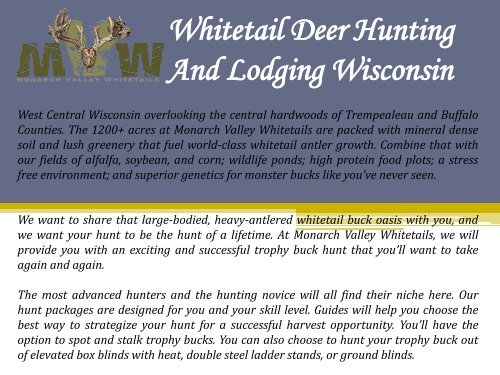 Whitetail Deer Hunting And Lodging Wisconsin