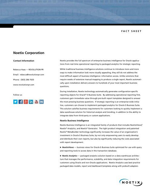 Company fact sheet - Noetix