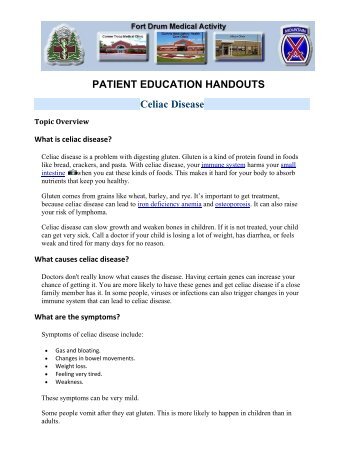 PATIENT EDUCATION HANDOUTS Celiac Disease