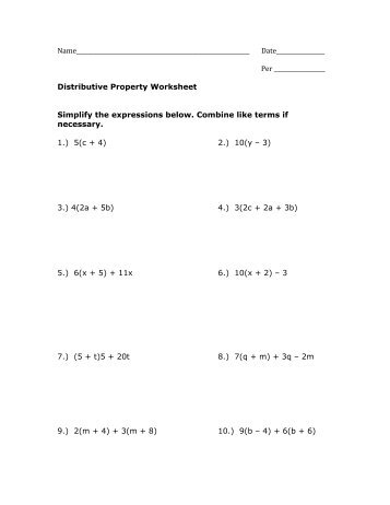 CLASSWORK  Combining Like Terms  Distributive Property