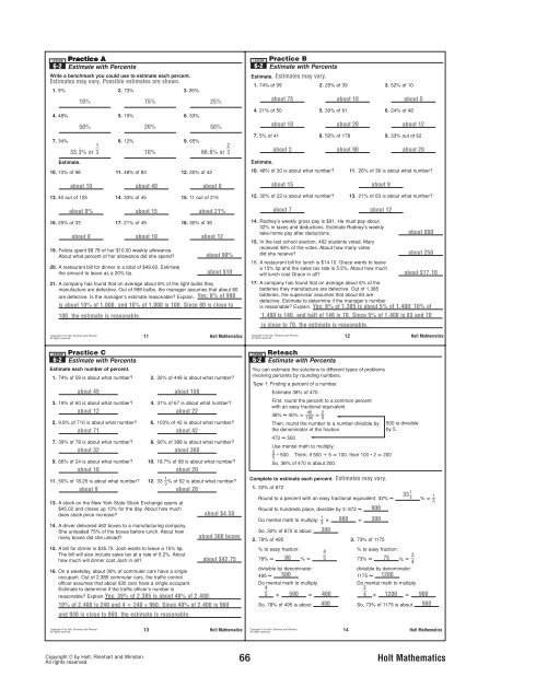 6-2 Practice B percents.pdf - MrWalkerHomework