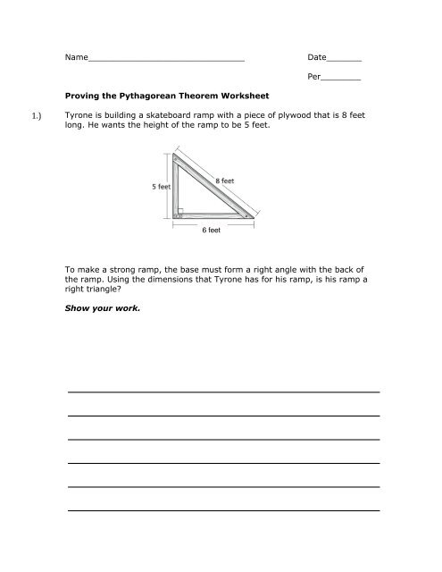 the pythagorean theorem homework
