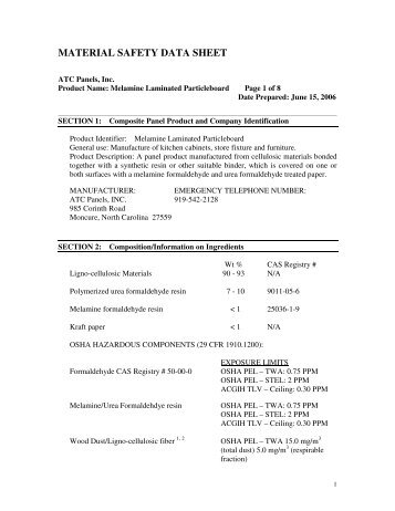 MATERIAL SAFETY DATA SHEET - Northway Industries Inc