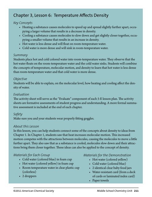 Chapter 3 Lesson 6 Temperature Affects Density Middle