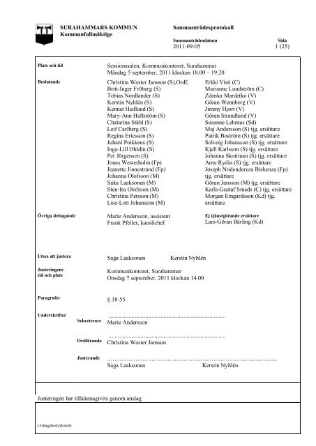 Beslut lÃ¤xlÃ¤sning KF 2011-09-05 Â§44.pdf - Surahammars kommun