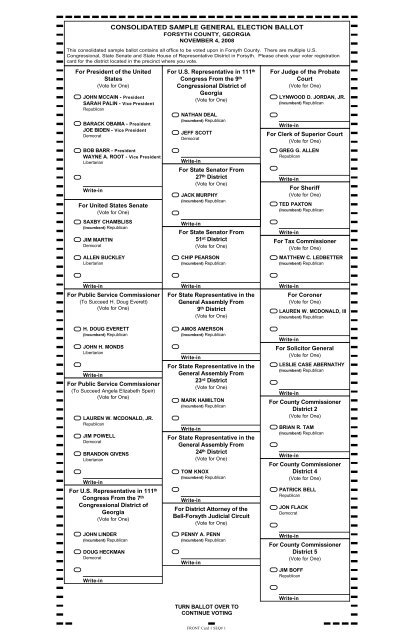 consolidated sample general election ballot - Forsyth County ...