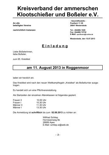 An alle - KV Ammerland