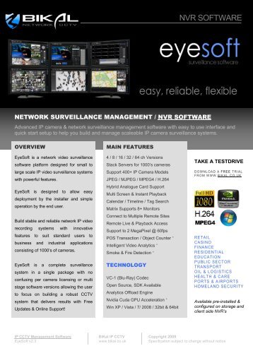 EyeSoft NVR Software for IP Cameras - Bikal