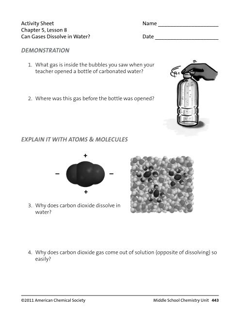 Activity Sheet - Middle School Chemistry