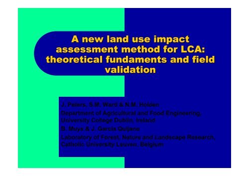 A new land use impact assessment method for LCA ... - LCAfood.dk