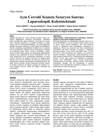 Aynı Cerrahi Seansta Sezaryen Sonrası ... - Yeni Tıp Dergisi