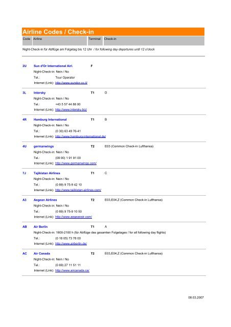 Airline Codes / Check-in - UTair