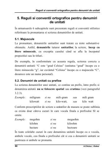 5. Reguli si conventii ortografice pentru denumiri de unitati - UTM