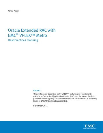 Oracle Extended RAC with EMC VPLEX Metro Best ... - NDM.net