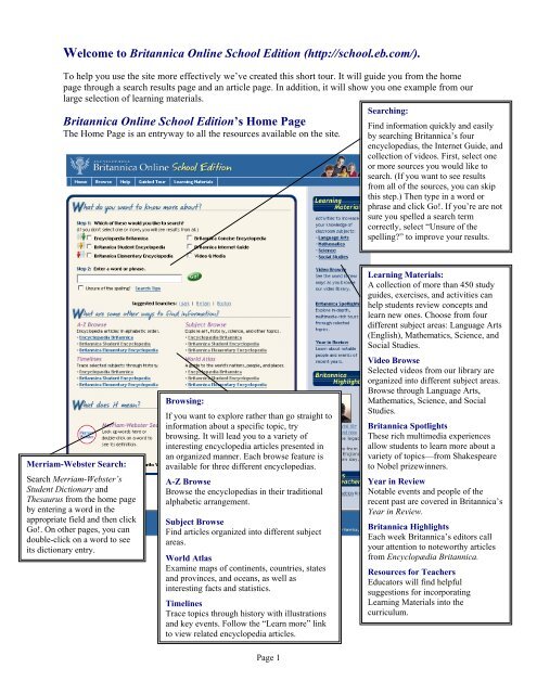 Britannica Online School Edition - Encyclopaedia Britannica, Inc.
