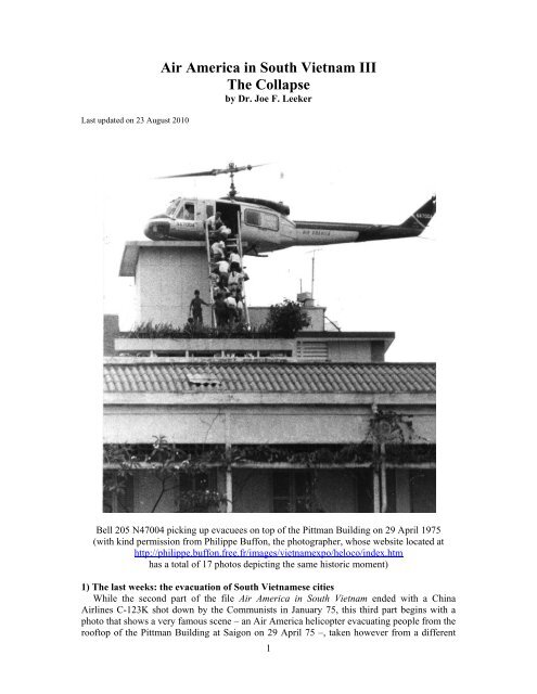 Air America in South Vietnam III The Collapse - The University of