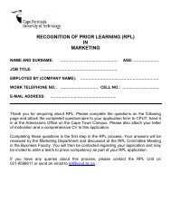 RECOGNITION OF PRIOR LEARNING (RPL) IN MARKETING