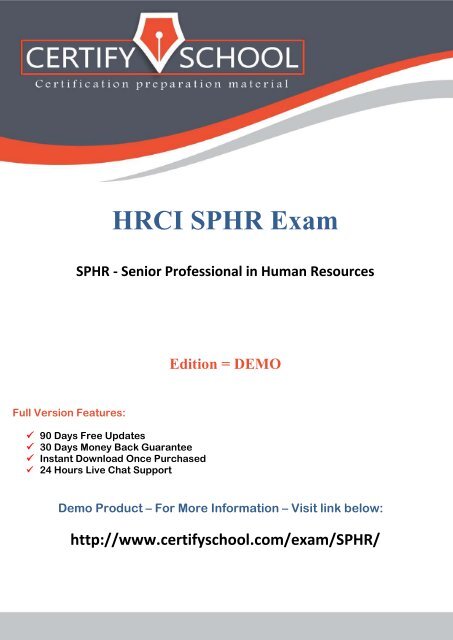 HRCI SPHR CertifySchool Exam Actual Questions (PDF)