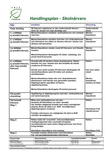 Handlingsplan - SkolnÃ¤rvaro - UmeÃ¥ kommun