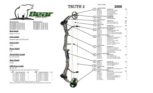 Bear Archery - 2008 Compound Bow Specs