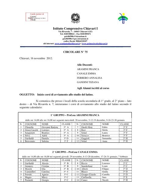 Istituto Comprensivo Chiavari I - Scuolamediachiavari.it