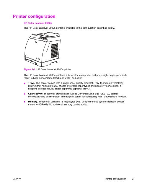 HP Color LaserJet 2600n Service Manual - ENWW - Market Point