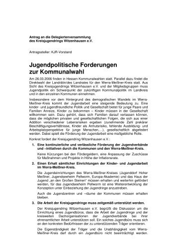 Antrag Jugendpolitik - Kreisjugendring Witzenhausen eV