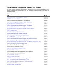 Oracle Database Documentation Titles and Part Numbers