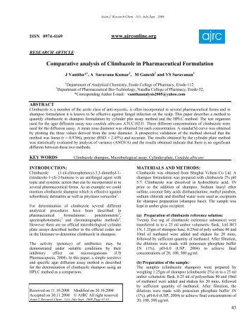 Comparative analysis of Climbazole in Pharmaceutical Formulation