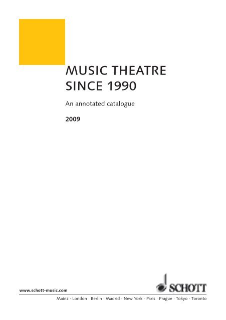 Music Theatre since 1990 - Schott Music