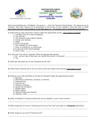 questionnaire - Tanzania Tourist Board