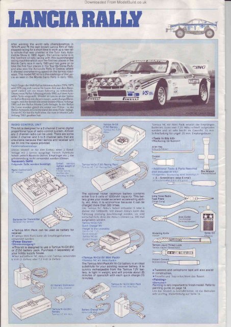 Tamiya Lancia Rally Manual - CompetitionX.com