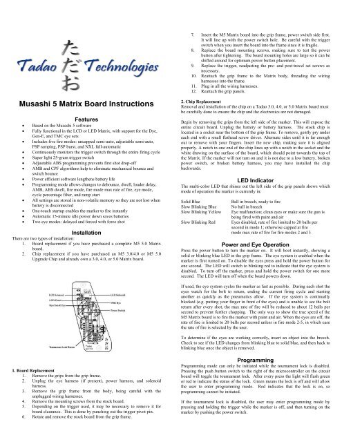 Musashi 5 Matrix Board Instructions - Tadao Technologies