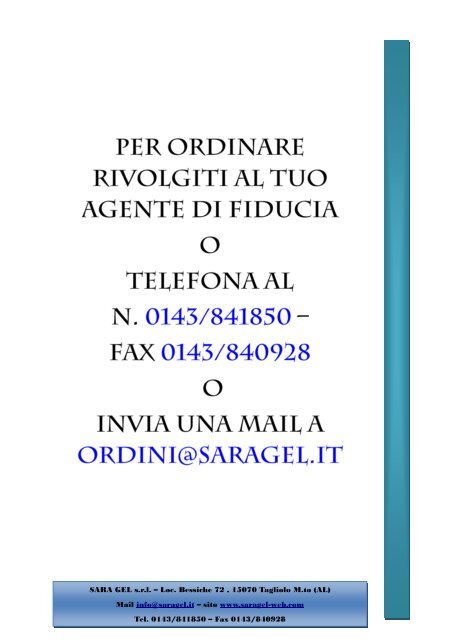 OFFERTE VALIDE DAL 1Â° AL 15 OTTOBRE 2012 - Saragel-web.com