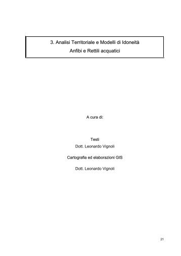 3. Analisi Territoriale e Modelli di Idoneità Anfibi e Rettili acquatici